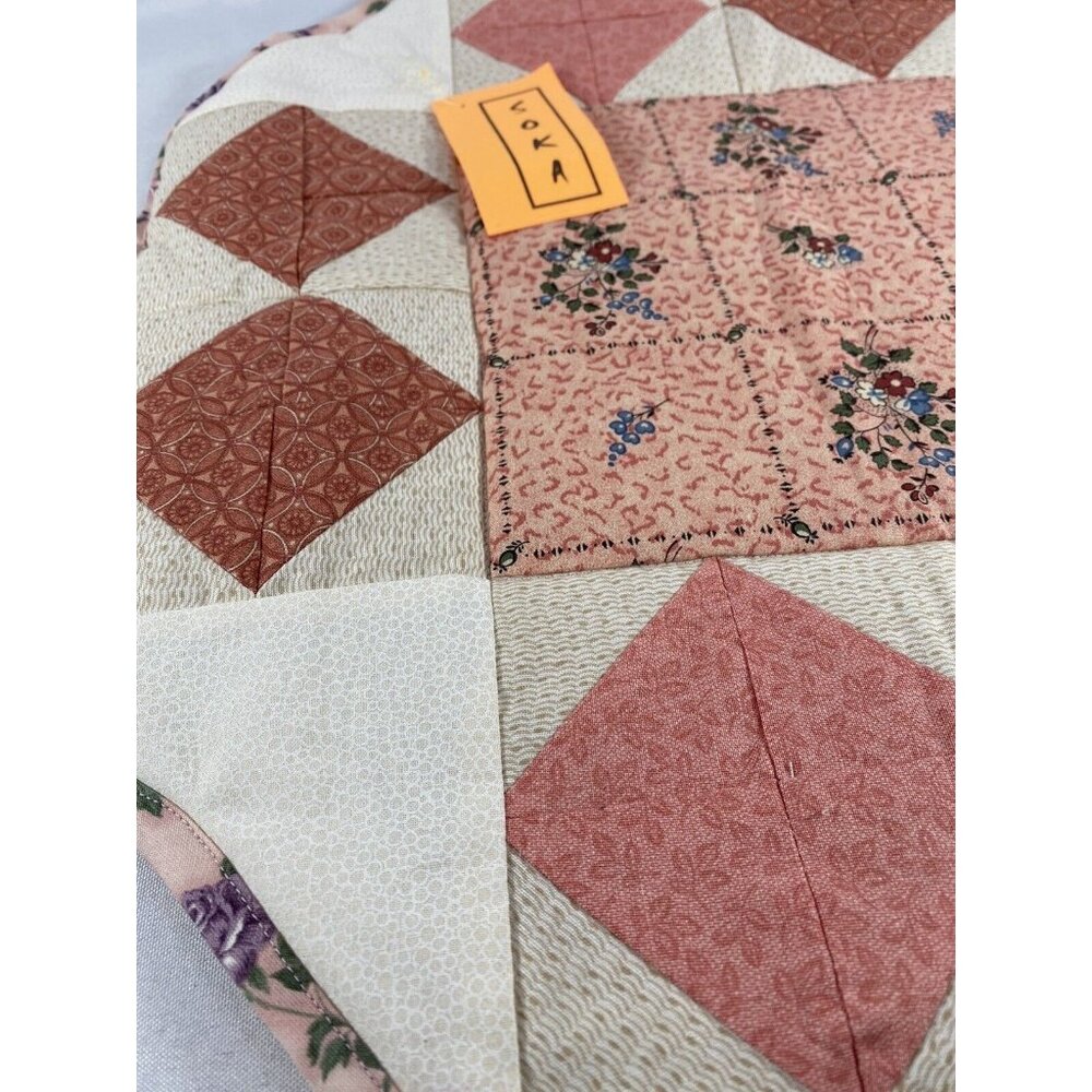 SOKA Centerpiece Mat Placemat Handmade Patchwork NEW Peach Floral Vintage Look - Picture 7 of 9